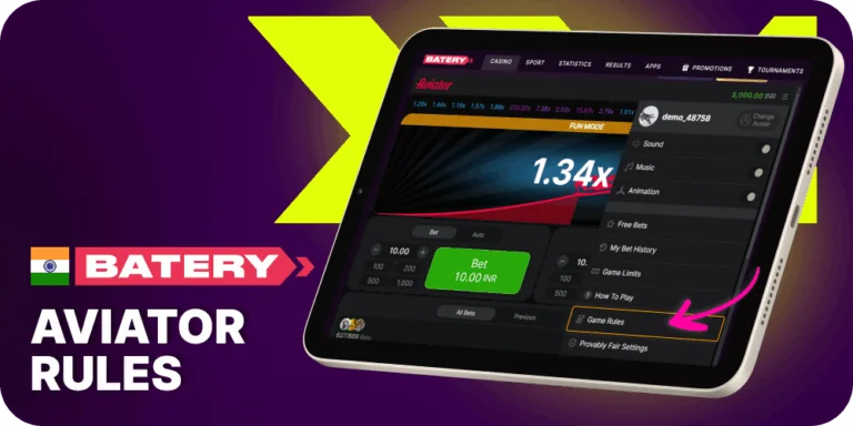 Aviator game rules at Batery India